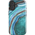 Turquoise Watercolor Geode iPhone 16 Plus Impact Case