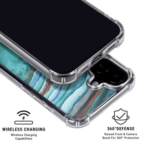 Turquoise Watercolor Geode iPhone 16 Plus MagSafe Case