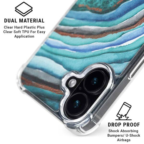Turquoise Watercolor Geode iPhone 16 Plus MagSafe Case