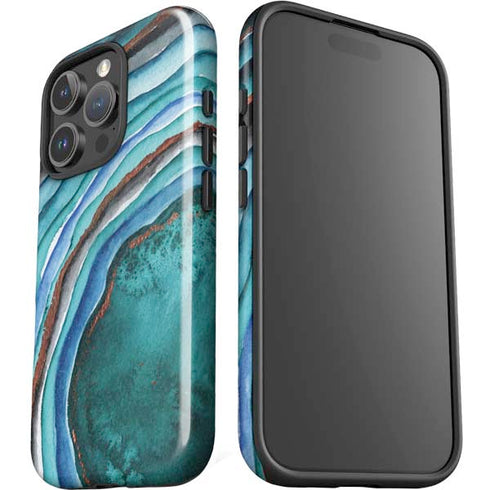 Turquoise Watercolor Geode iPhone 16 Pro Impact Case