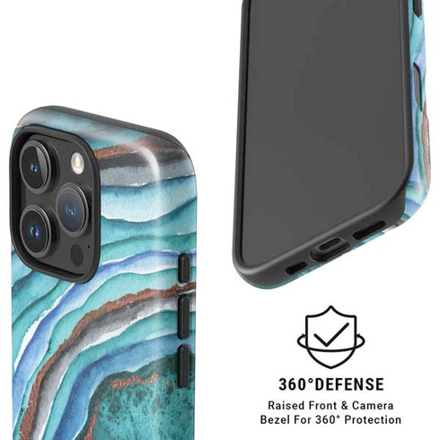 Turquoise Watercolor Geode iPhone 16 Pro Magsafe Impact Case