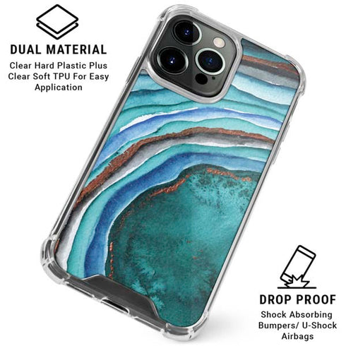 Turquoise Watercolor Geode iPhone 16 Pro Max Clear Case