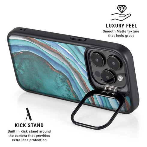 Turquoise Watercolor Geode iPhone 16 Pro Max Kickstand Case