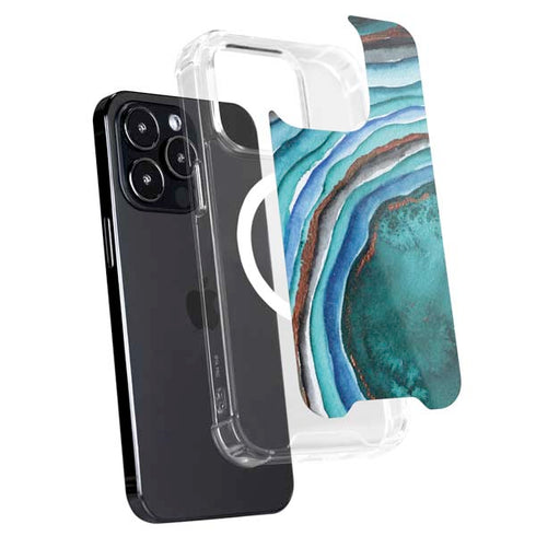 Turquoise Watercolor Geode iPhone 16 Pro Max MagSafe Case