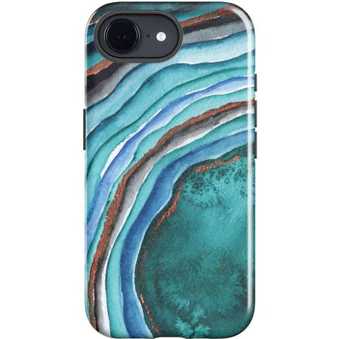 Turquoise Watercolor Geode iPhone 16e Impact Case