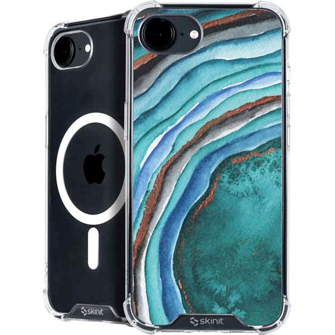 Turquoise Watercolor Geode iPhone 16e MagSafe Case