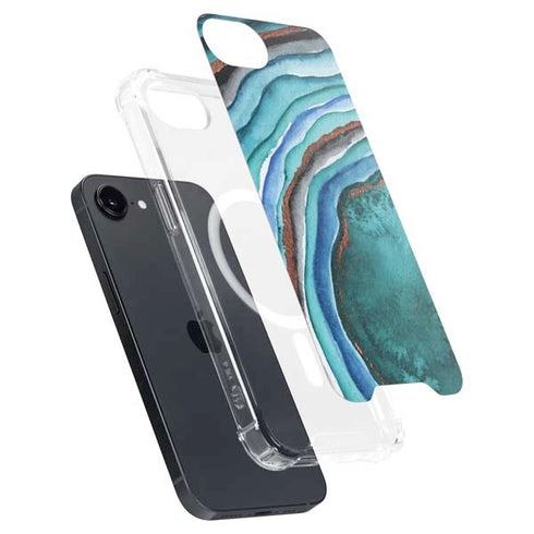 Turquoise Watercolor Geode iPhone 16e MagSafe Case