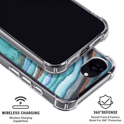 Turquoise Watercolor Geode iPhone 16e MagSafe Case