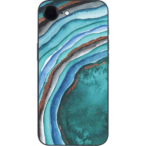 Turquoise Watercolor Geode iPhone 16e Skin