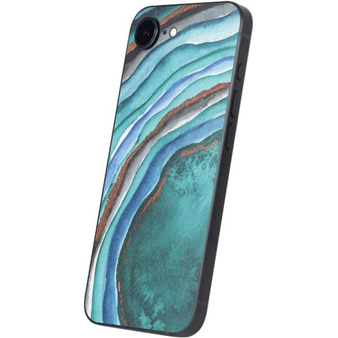 Turquoise Watercolor Geode iPhone 16e Skin