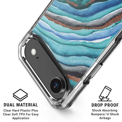 Turquoise Watercolor Geode iPhone 17 Air Clear Case