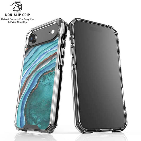Turquoise Watercolor Geode iPhone 17 Air Clear Case