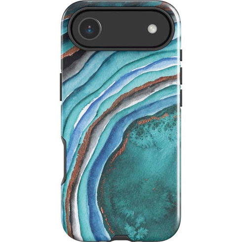 Turquoise Watercolor Geode iPhone 17 Air Impact Case
