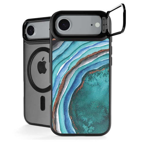 Turquoise Watercolor Geode iPhone 17 Air Kickstand Case