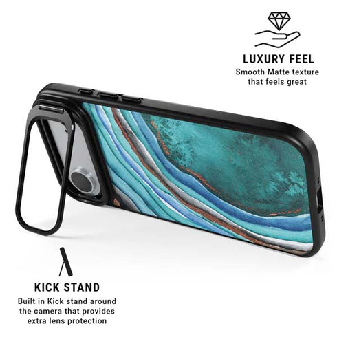Turquoise Watercolor Geode iPhone 17 Air Kickstand Case