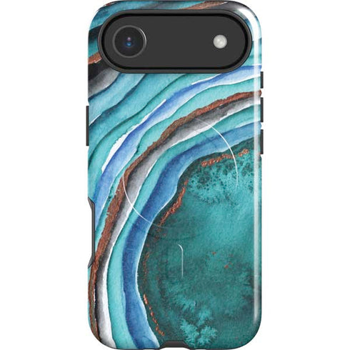 Turquoise Watercolor Geode iPhone 17 Air Magsafe Impact Case