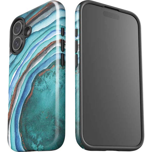 Turquoise Watercolor Geode iPhone 17 Impact Case