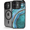 Turquoise Watercolor Geode iPhone 17 Kickstand Case
