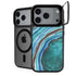 Turquoise Watercolor Geode iPhone 17 Pro Kickstand Case