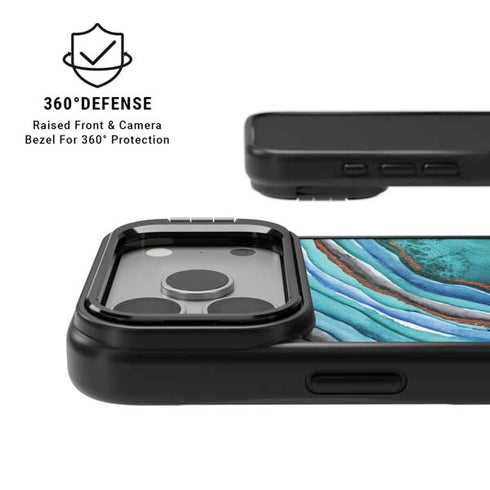 Turquoise Watercolor Geode iPhone 17 Pro Kickstand Case