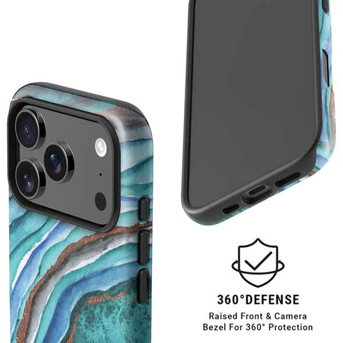 Turquoise Watercolor Geode iPhone 17 Pro Magsafe Impact Case