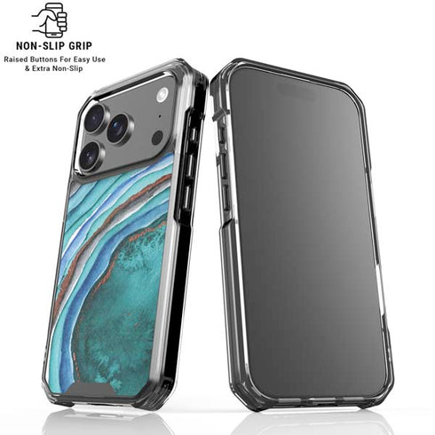 Turquoise Watercolor Geode iPhone 17 Pro Max Clear Case