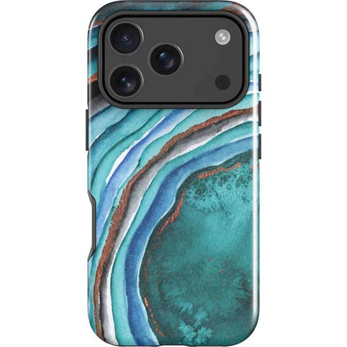 Turquoise Watercolor Geode iPhone 17 Pro Max Impact Case