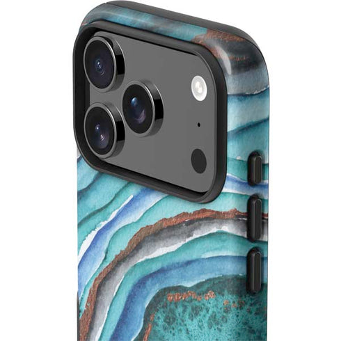 Turquoise Watercolor Geode iPhone 17 Pro Max Impact Case