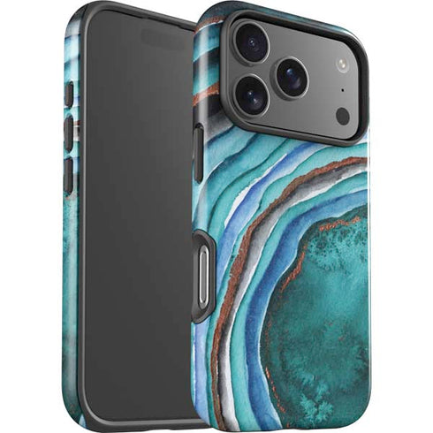 Turquoise Watercolor Geode iPhone 17 Pro Max Impact Case