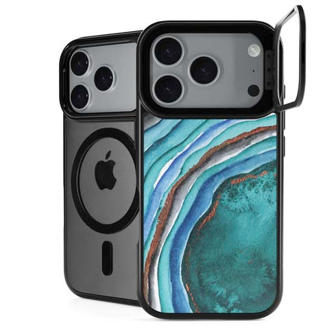 Turquoise Watercolor Geode iPhone 17 Pro Max Kickstand Case