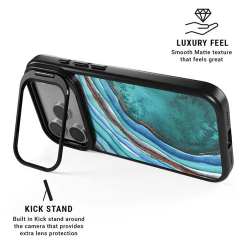 Turquoise Watercolor Geode iPhone 17 Pro Max Kickstand Case