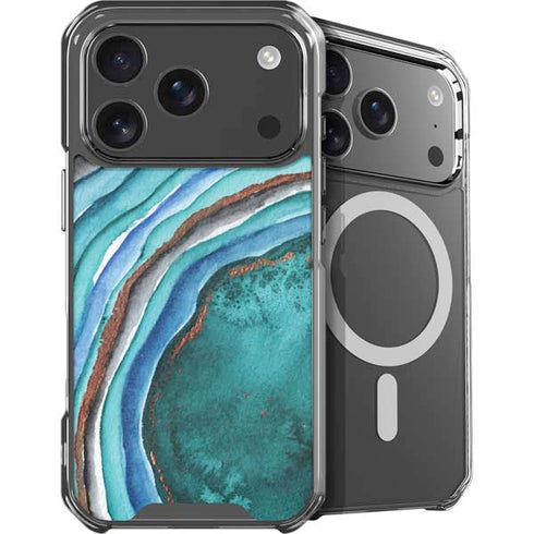 Turquoise Watercolor Geode iPhone 17 Pro Max MagSafe Case