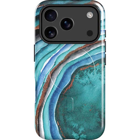 Turquoise Watercolor Geode iPhone 17 Pro Max Magsafe Impact Case