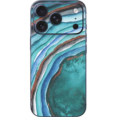 Turquoise Watercolor Geode iPhone 17 Pro Max Skin