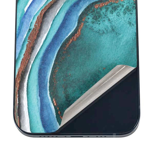 Turquoise Watercolor Geode iPhone 17 Skin