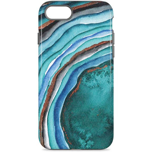 Turquoise Watercolor Geode iPhone Cases