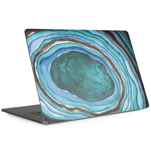 Turquoise Watercolor Geode MacBook Skins