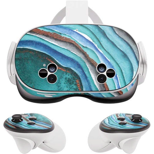 Turquoise Watercolor Geode Meta Quest 3S Skin