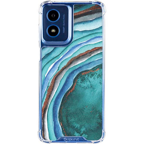 Turquoise Watercolor Geode Moto G 5G (2024) Clear Case