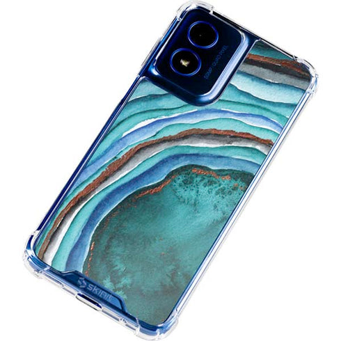 Turquoise Watercolor Geode Moto G 5G (2024) Clear Case