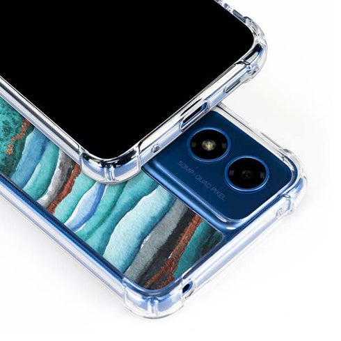 Turquoise Watercolor Geode Moto G 5G (2024) Clear Case