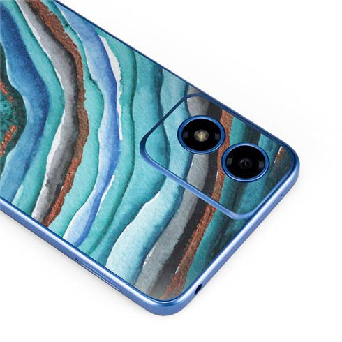 Turquoise Watercolor Geode Moto G Play 4G (2024) Skin