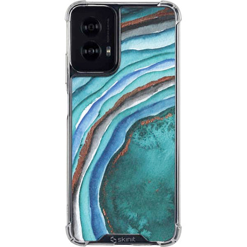 Turquoise Watercolor Geode Moto G Power 5G (2024) Clear Case