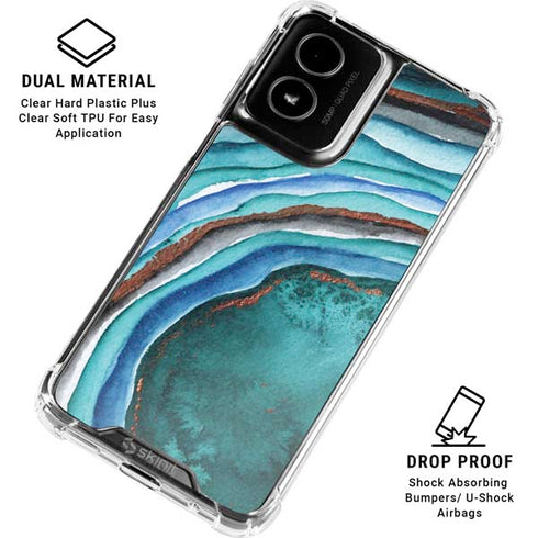 Turquoise Watercolor Geode Moto G Power 5G (2024) Clear Case