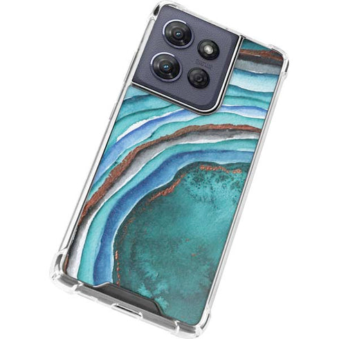 Turquoise Watercolor Geode Moto G Stylus 5G (2025) Clear Case