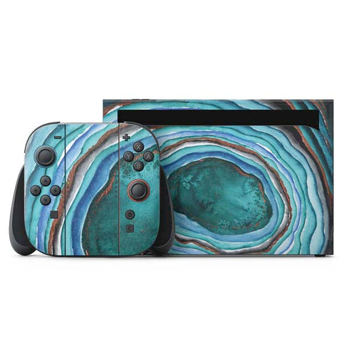 Turquoise Watercolor Geode Nintendo Skins