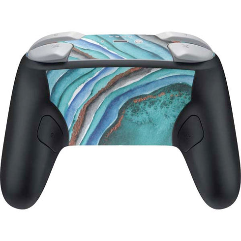 Turquoise Watercolor Geode Nintendo Switch 2 (2025) Pro Controller Skin