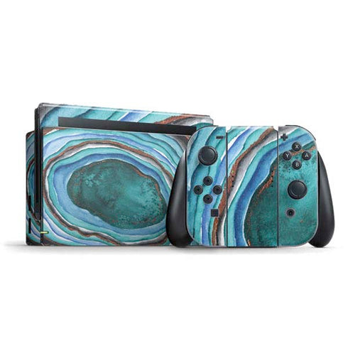 Turquoise Watercolor Geode Nintendo Skins