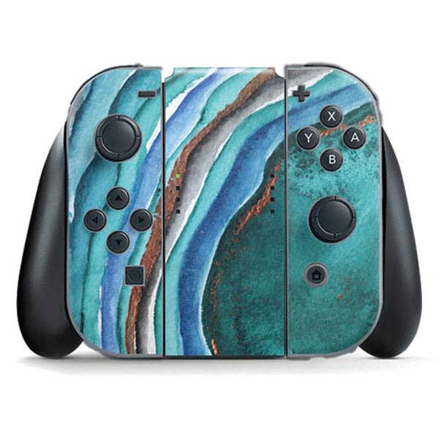 Turquoise Watercolor Geode Nintendo Skins