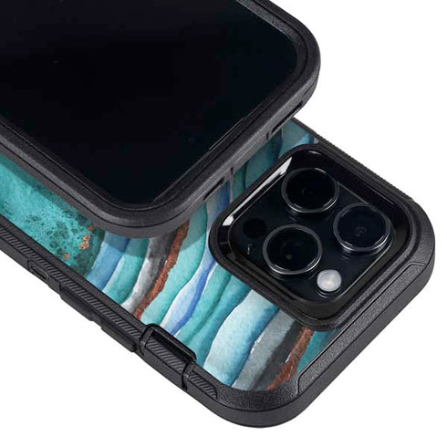 Turquoise Watercolor Geode Otterbox Defender iPhone Skin